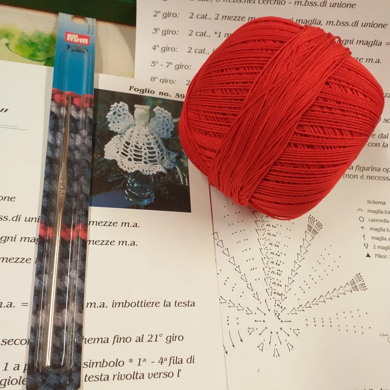 Kit angeli e angioletti uncinetto da appendere, schemi + filato cotone