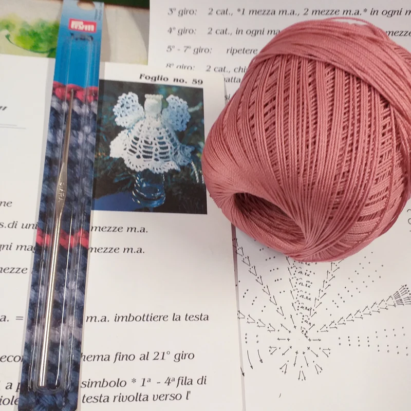 Kit angeli e angioletti uncinetto da appendere, schemi + filato cotone