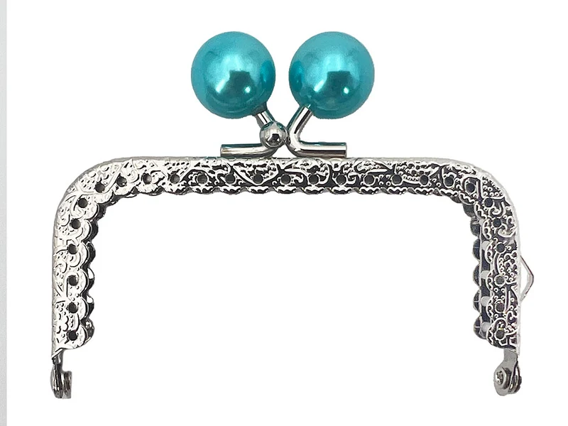 Chiusura clic clac retta pallino argento per borse | 8,5 cm | cf 1 pz