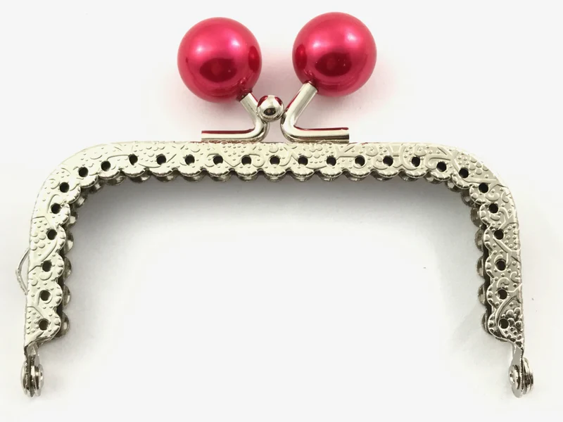 Chiusura clic clac retta pallino argento per borse | 8,5 cm | cf 1 pz