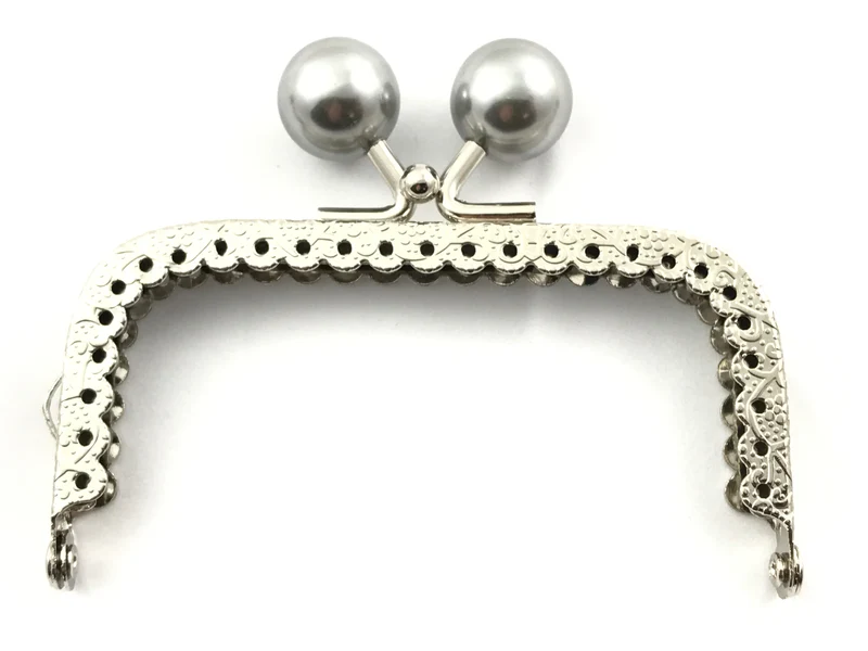 Chiusura clic clac retta pallino argento per borse | 8,5 cm | cf 1 pz