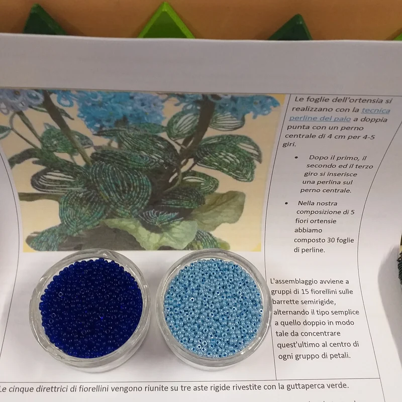 Ortensia fiori perline kit perle conteria rocailles istruzioni e fili