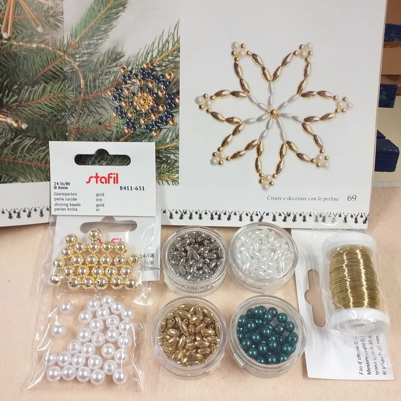 Kit manuale e materiale creare perline stelle di perle albero Natale