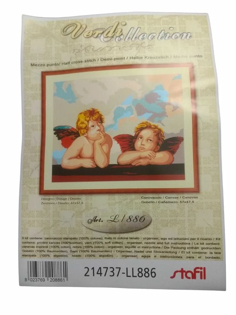 Kit Quadretti Angioletti 47x37,5 cm Ricamo Punto Croce
