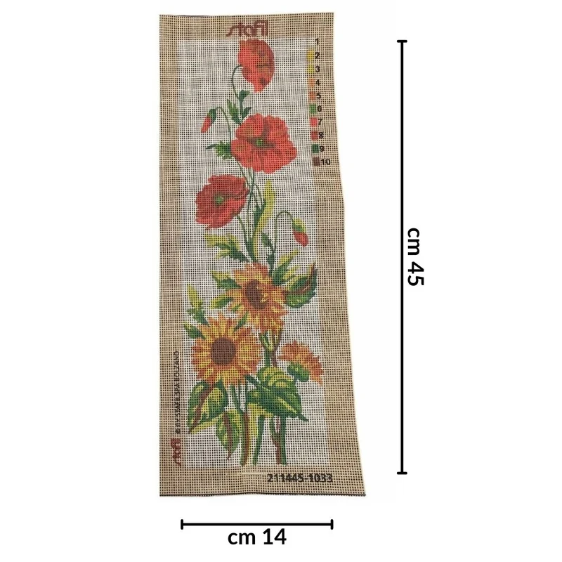 Stafil Kit Ricamo Mezzo Punto Fantasia con Papaveri e Girasoli consente di realizzare un Quadro da ricamare anche a Punto Croce