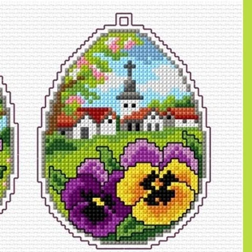 Kit 4 uova pasquali ricamo punto croce decorazioni tela fili schemi