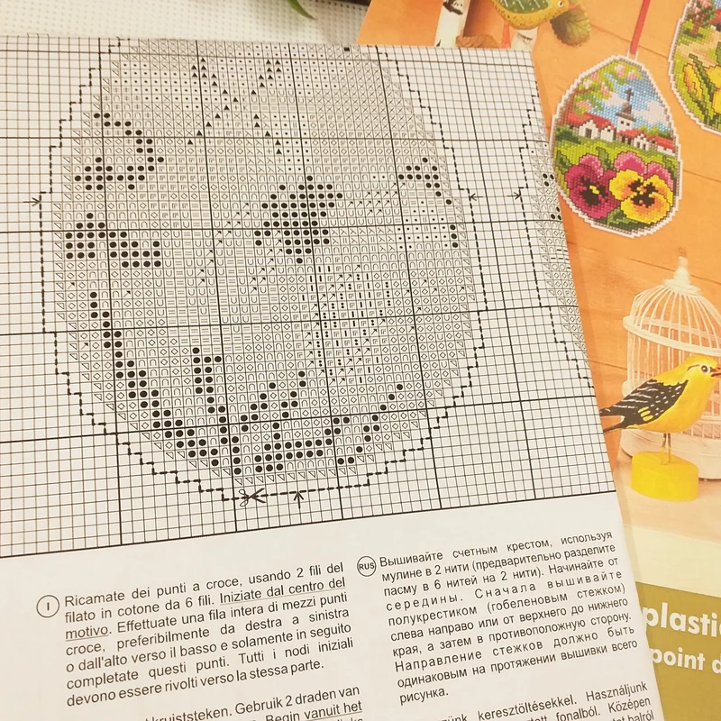 Kit 4 uova pasquali ricamo punto croce decorazioni tela fili schemi