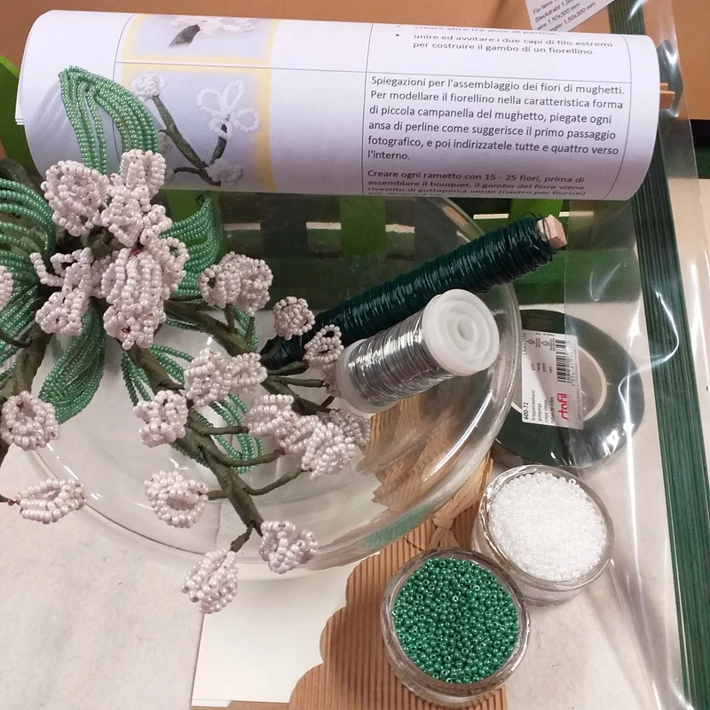 Mughetti perline kit conteria vetro istruzioni bouquet e bomboniere