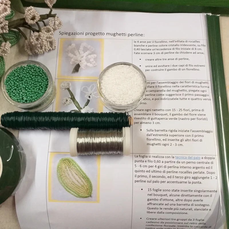 Mughetti perline kit conteria vetro istruzioni bouquet e bomboniere