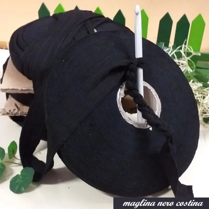 Fettuccia tulle elastico nero colori pastello pizza uncinetto borse