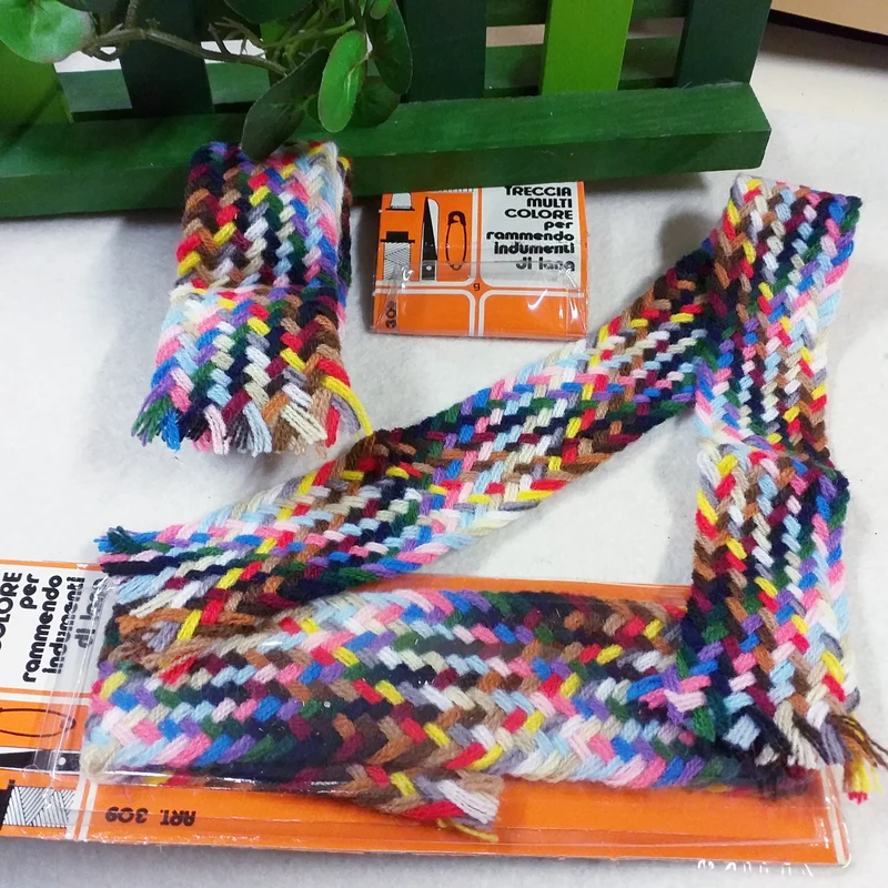Fili da cucire per rammendo in acrilico lana treccia multicolore 46 cm