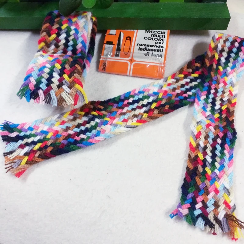 Fili da cucire per rammendo in acrilico lana treccia multicolore 46 cm