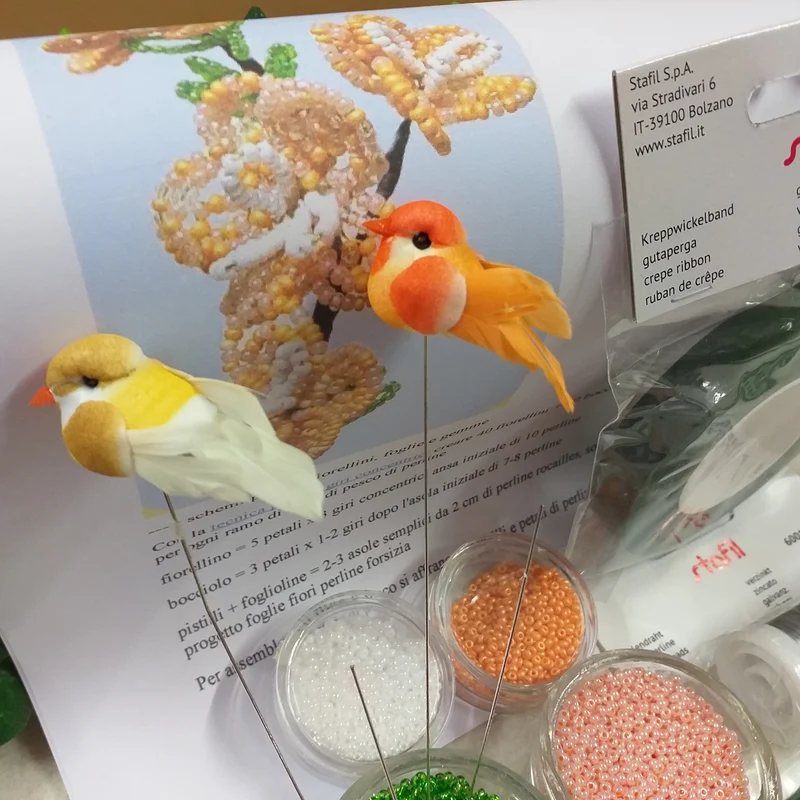 Fiori di pesco kit hobby perline vetro con istruzioni per composizione