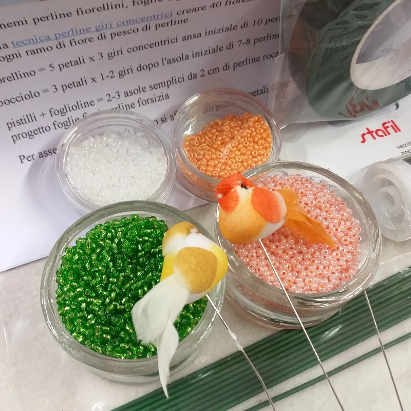 Fiori di pesco kit hobby perline vetro con istruzioni per composizione