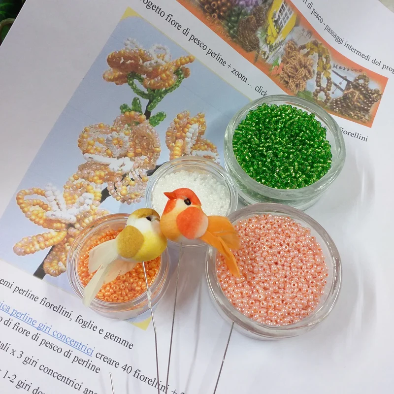 Fiori di pesco kit hobby perline vetro con istruzioni per composizione