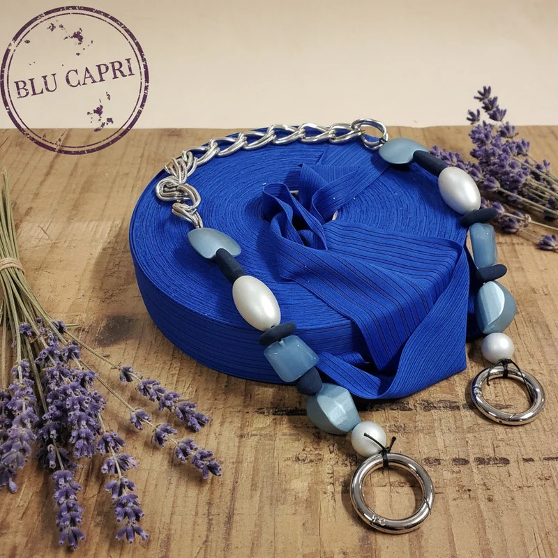 Kit manico gioiello perle e fettuccia per borse uncinetto marshmallow