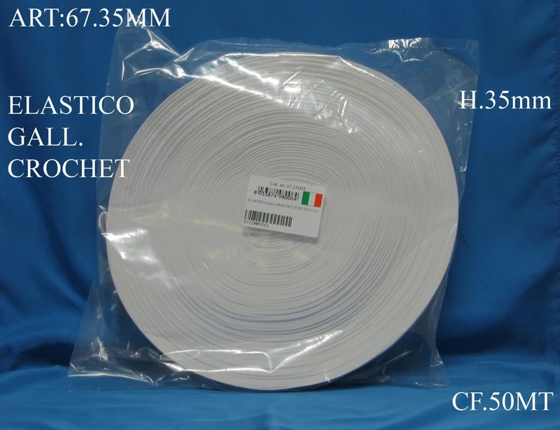 Elastico gallone crochet 30mm. b.co cf.50 mt.