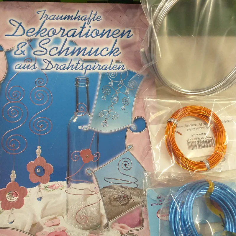Kit 3 fili alluminio 2 libretti per bigiotteria e decorazioni di perle
