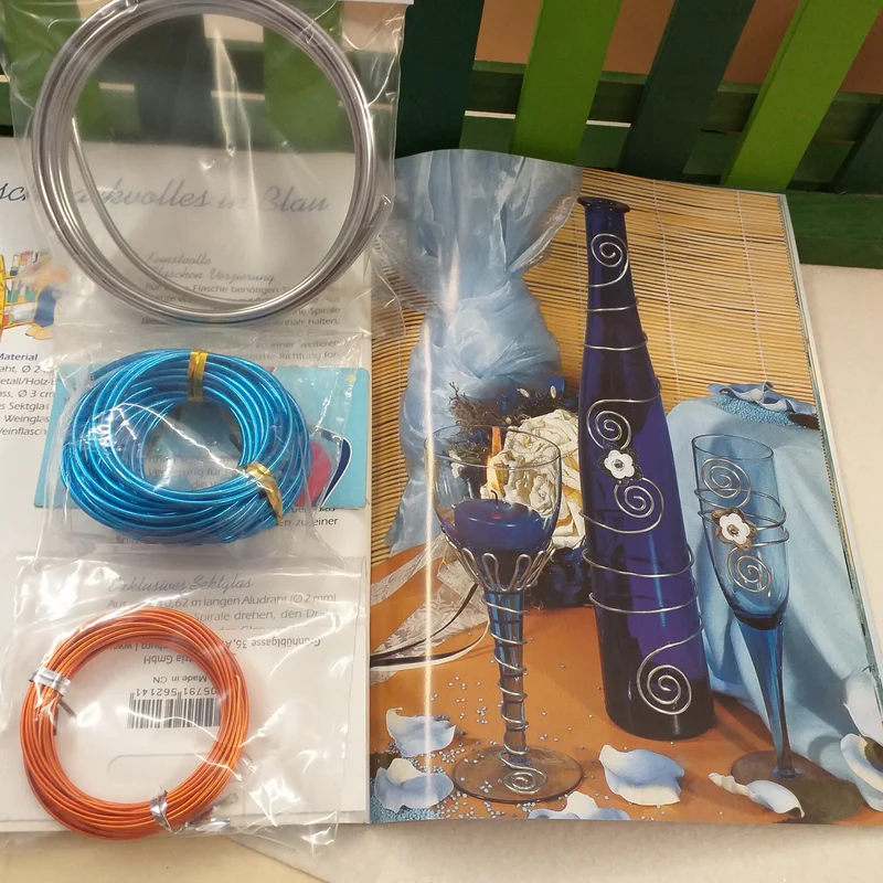 Kit 3 fili alluminio 2 libretti per bigiotteria e decorazioni di perle