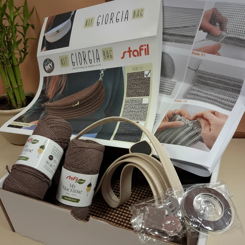 Marsupio kit borse uncinetto, set cordino macramè chiusura accessori