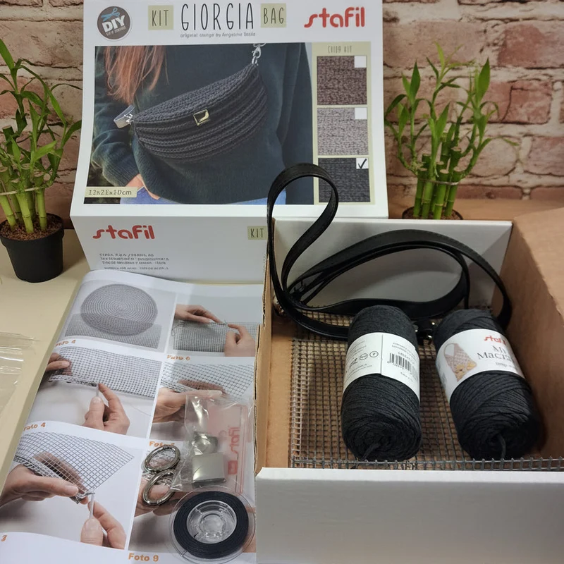 Marsupio kit borse uncinetto, set cordino macramè chiusura accessori