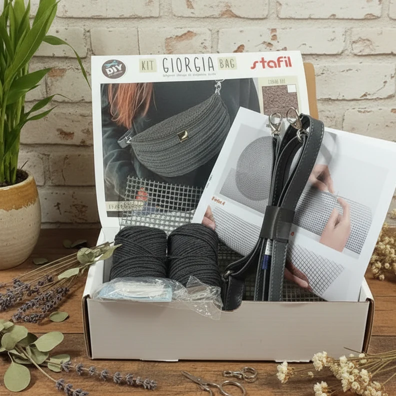 Marsupio kit borse uncinetto, set cordino macramè chiusura accessori