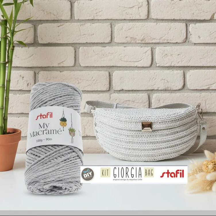 Marsupio kit borse uncinetto, set cordino macramè chiusura accessori