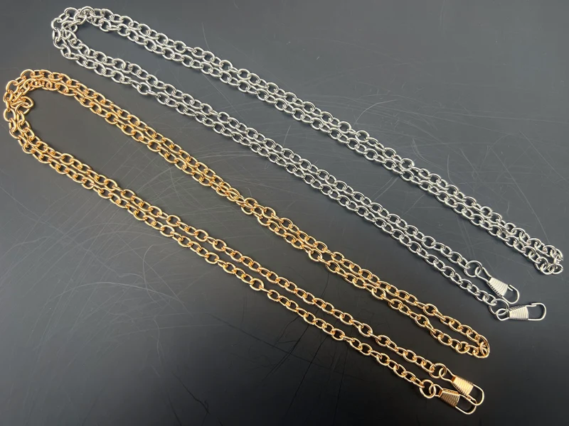 Catena metallo per borse dora | 120 cm 8x6 mm | con moschettoni