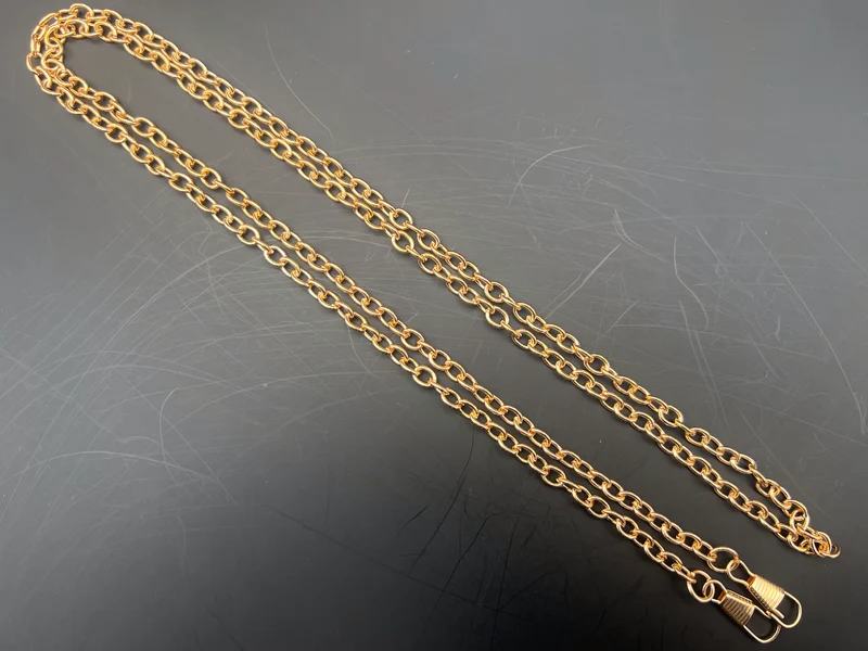 Catena metallo per borse dora | 120 cm 8x6 mm | con moschettoni