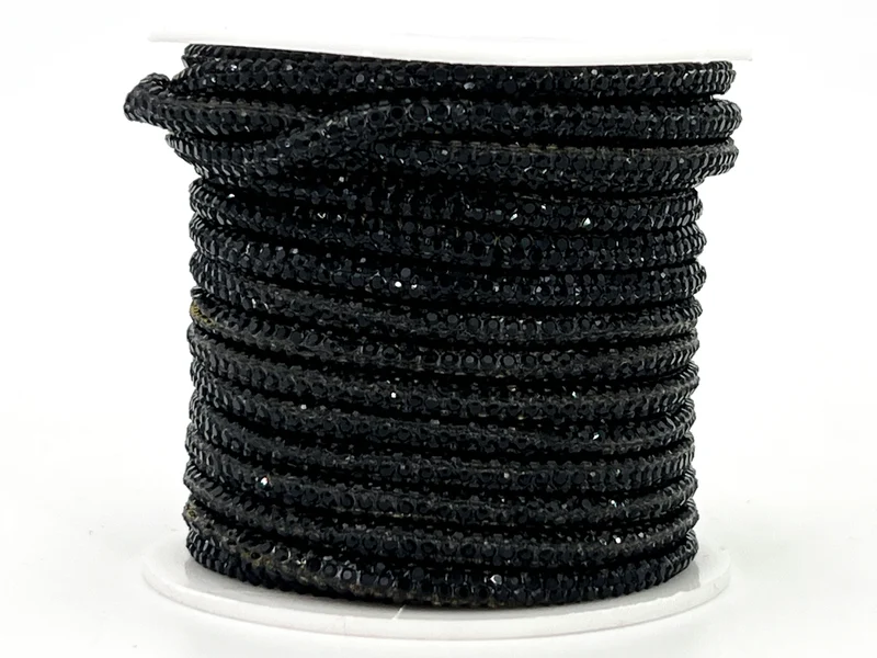 Cordino con strass 4 mm | rocchetto 10 mt