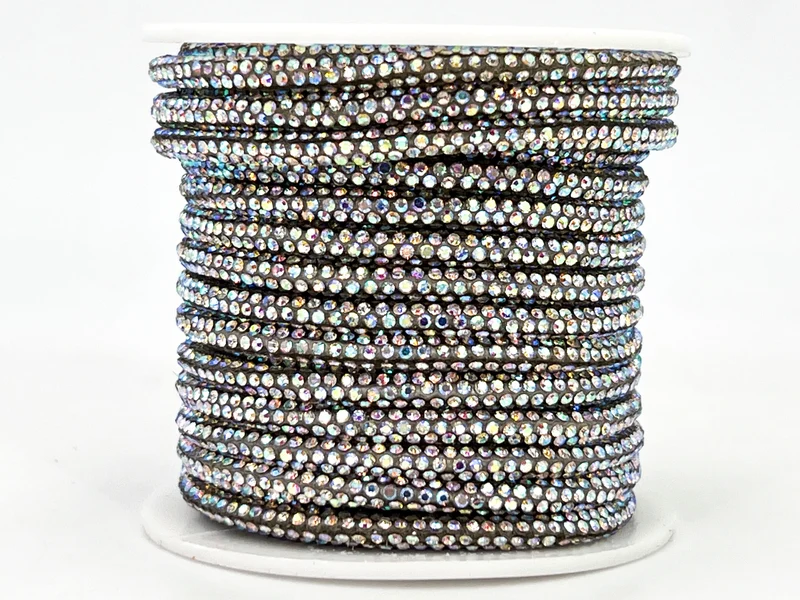 Cordino con strass 4 mm | rocchetto 10 mt