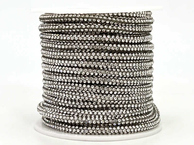 Cordino con strass 4 mm | rocchetto 10 mt