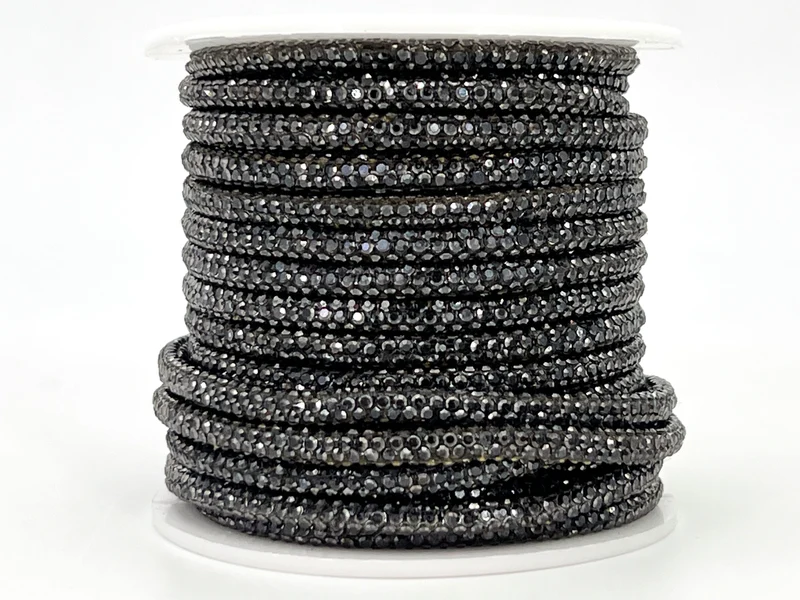 Cordino con strass 4 mm | rocchetto 10 mt