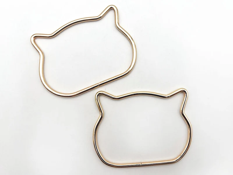 Manici in metallo per borse all'uncinetto mod. gatto | 11x8 cm | 1 coppia