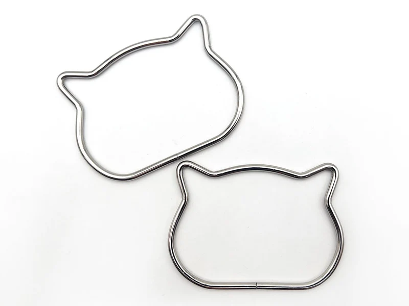 Manici in metallo per borse all'uncinetto mod. gatto | 11x8 cm | 1 coppia