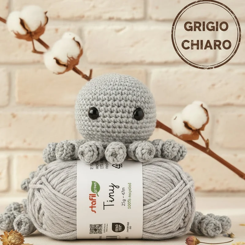 Filato cotone riciclato uncinetto amigurumi ecologico Stafil green