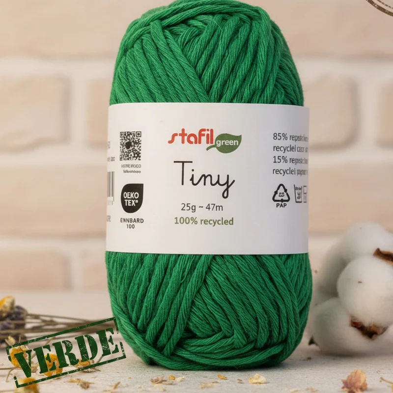 Filato cotone riciclato uncinetto amigurumi ecologico Stafil green