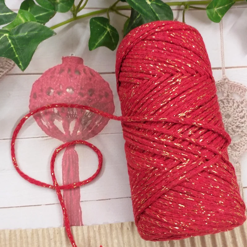 Lurex corda macramè filato 2 mm filo glitter per addobbi Natale