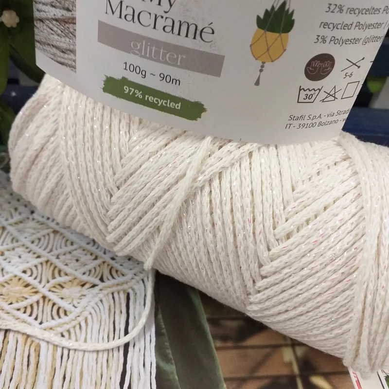 Lurex corda macramè filato 2 mm filo glitter per addobbi Natale