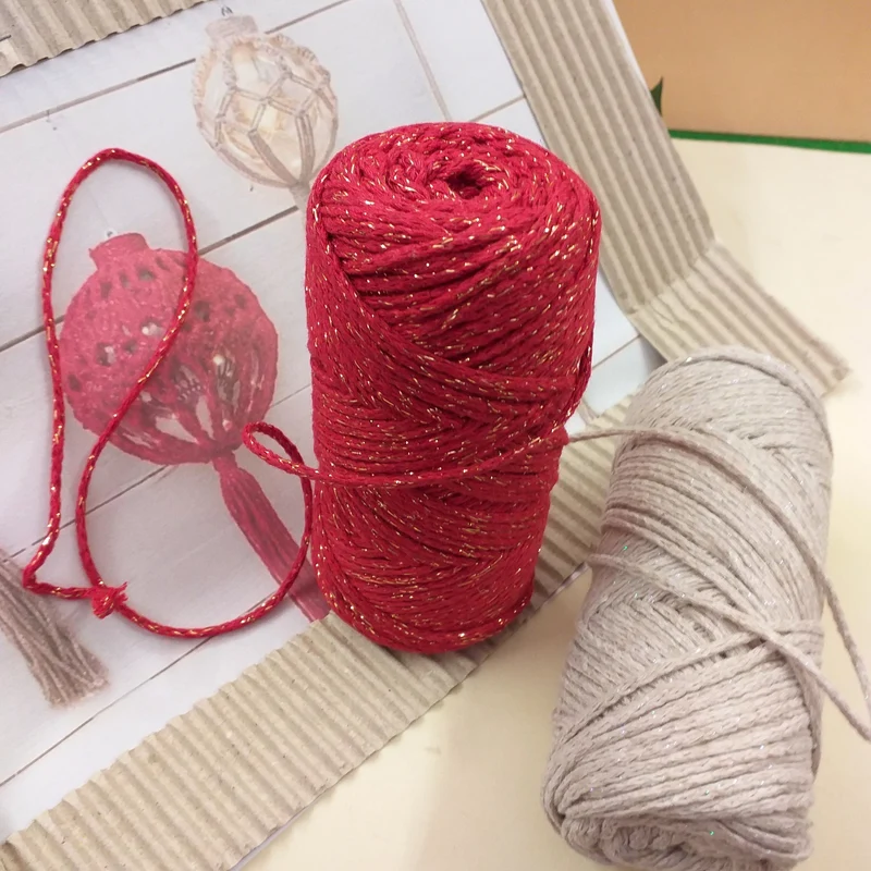 Lurex corda macramè filato 2 mm filo glitter per addobbi Natale