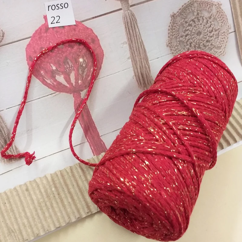 Lurex corda macramè filato 2 mm filo glitter per addobbi Natale