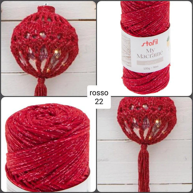 Lurex corda macramè filato 2 mm filo glitter per addobbi Natale