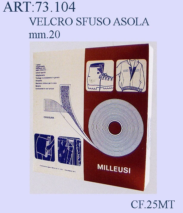Velcro alto 2cm sfuso asola 1parte cf.25mt.