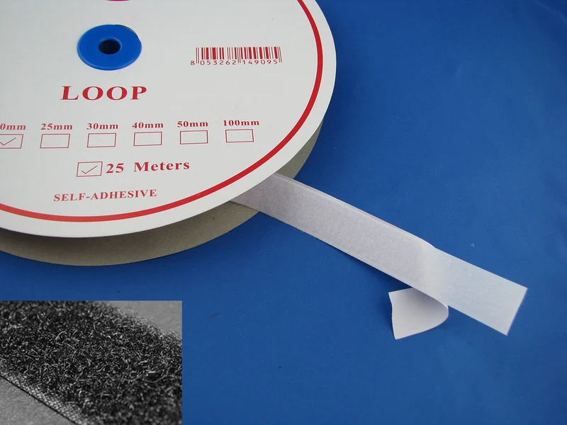 Velcro biadesivo 2cm sfuso asola 1parte cf.25mt