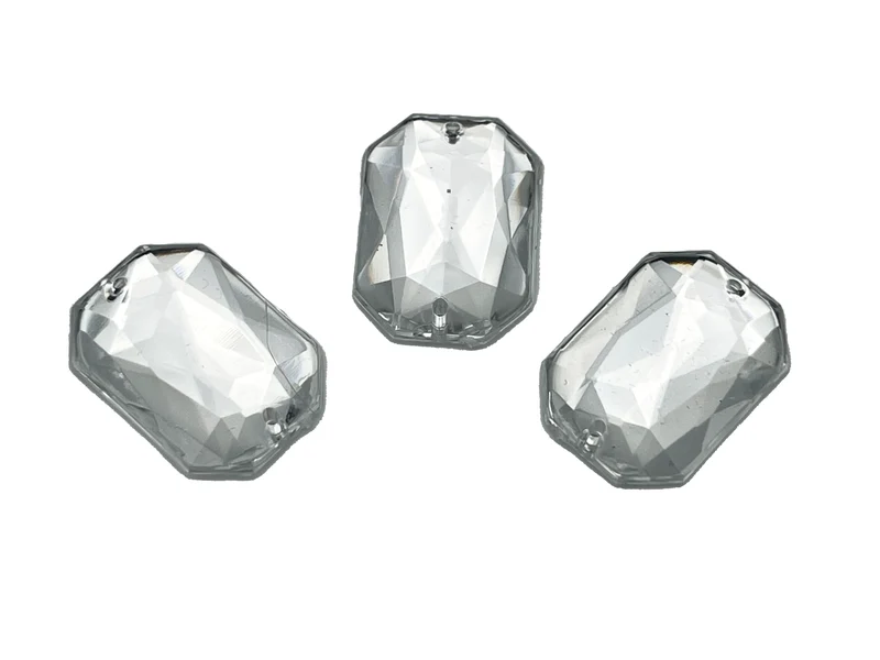 Pietre acriliche da cucire rett.18x25mm cf15pz