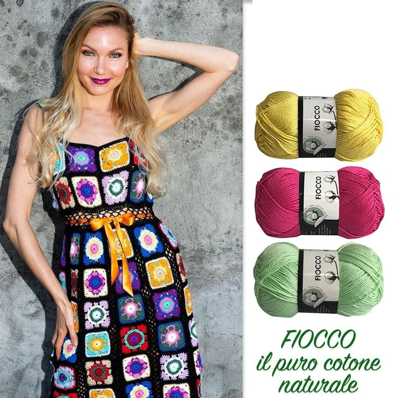 5 gomitoli Filato di Cotone Fiocco Naturale 100% TreSfere in Confezione da 250gr.