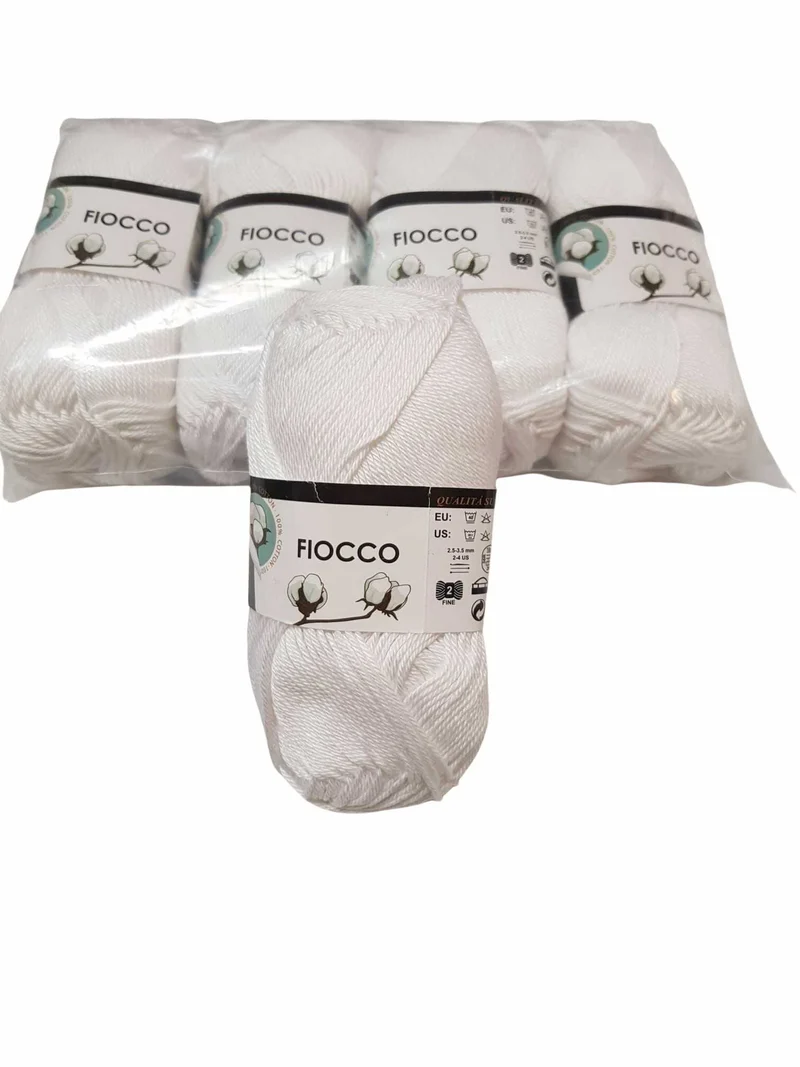5 gomitoli Filato di Cotone Fiocco Naturale 100% TreSfere in Confezione da 250gr.