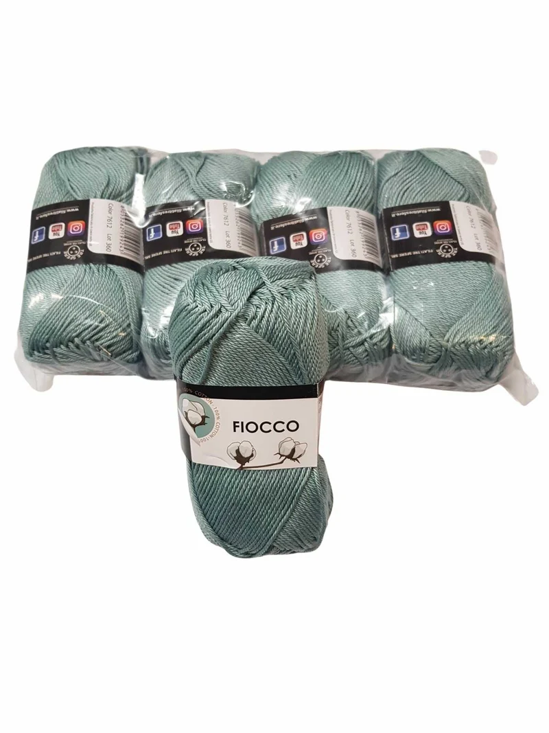 5 gomitoli Filato di Cotone Fiocco Naturale 100% TreSfere in Confezione da 250gr.