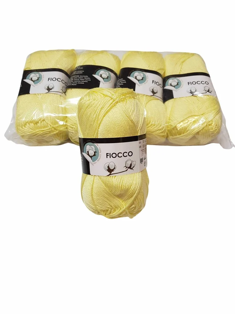 5 gomitoli Filato di Cotone Fiocco Naturale 100% TreSfere in Confezione da 250gr.