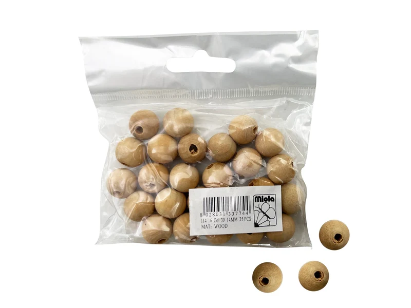 Perle in legno naturale 14 mm | tre sfere